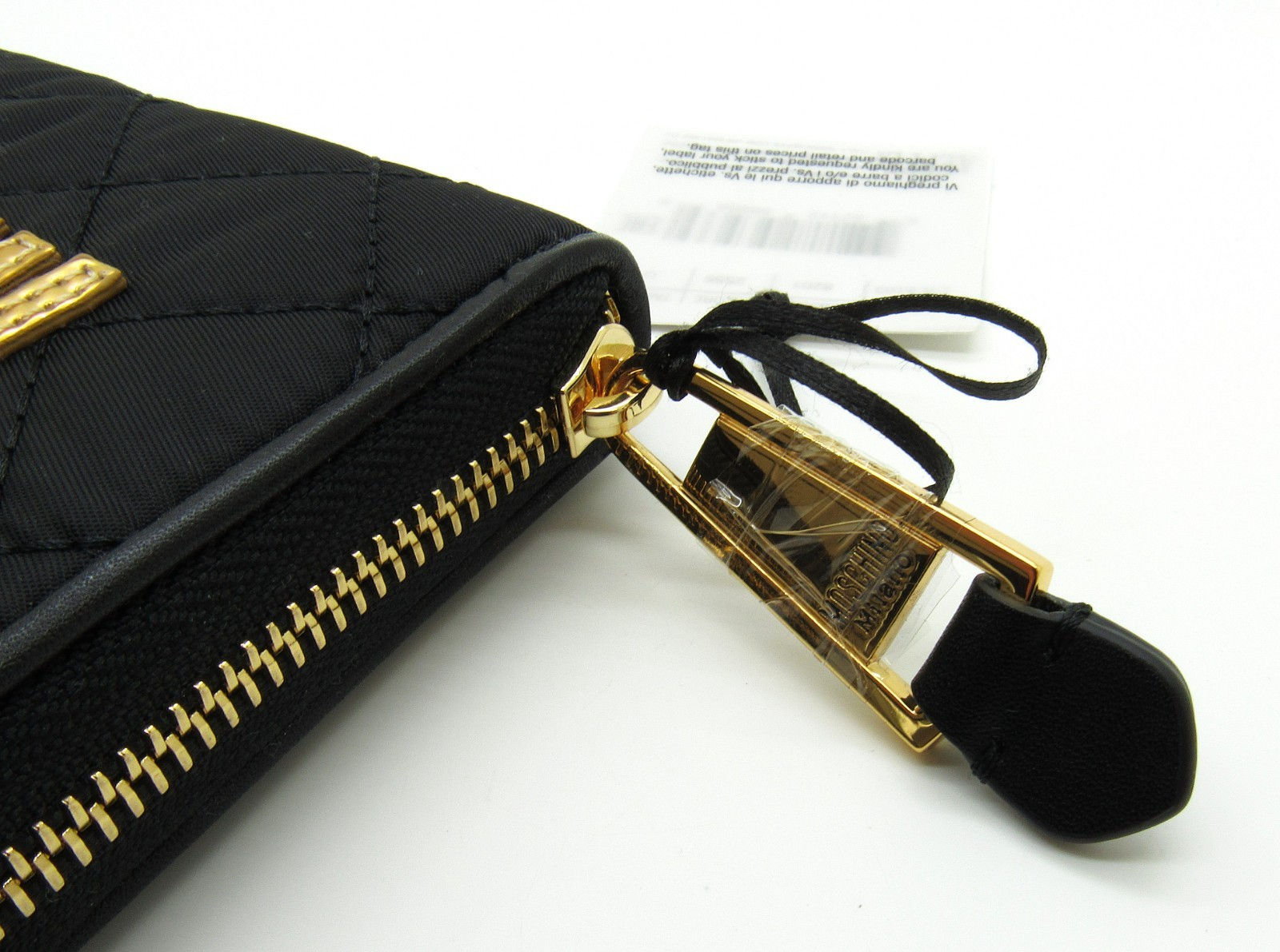 Moschino Long Zip Wallet Logo Quilted Nylon Continental Wallet 2B8103 New W/Tags
