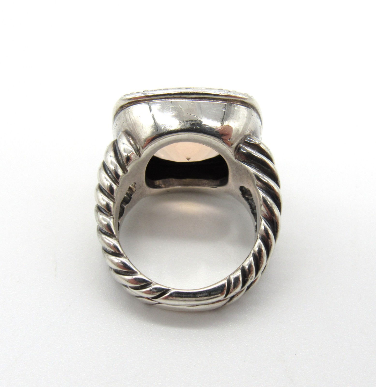 David Yurman 925 Sterling Silver Citrine Diamond Pavé albion ring size 6 17mm
