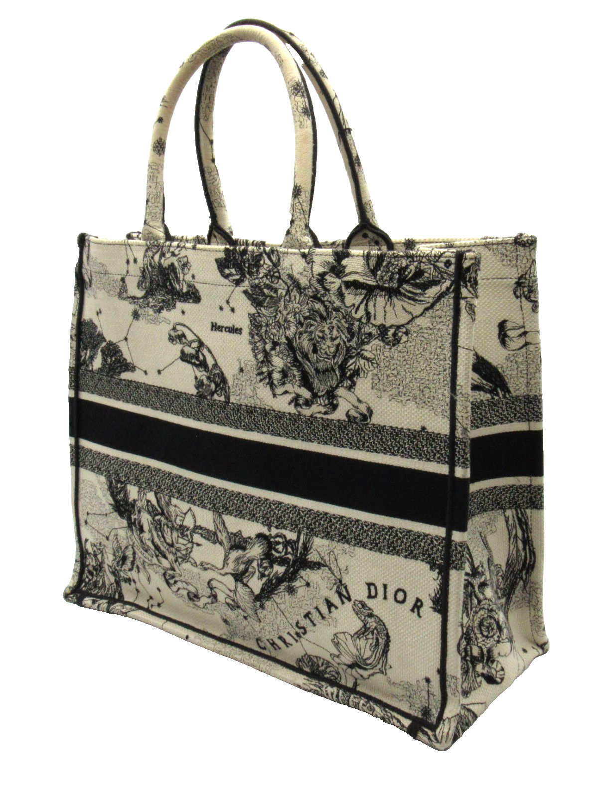 Christian Dior Large Book Tote Zodiac Toile De Jouy Embroidered Canvas