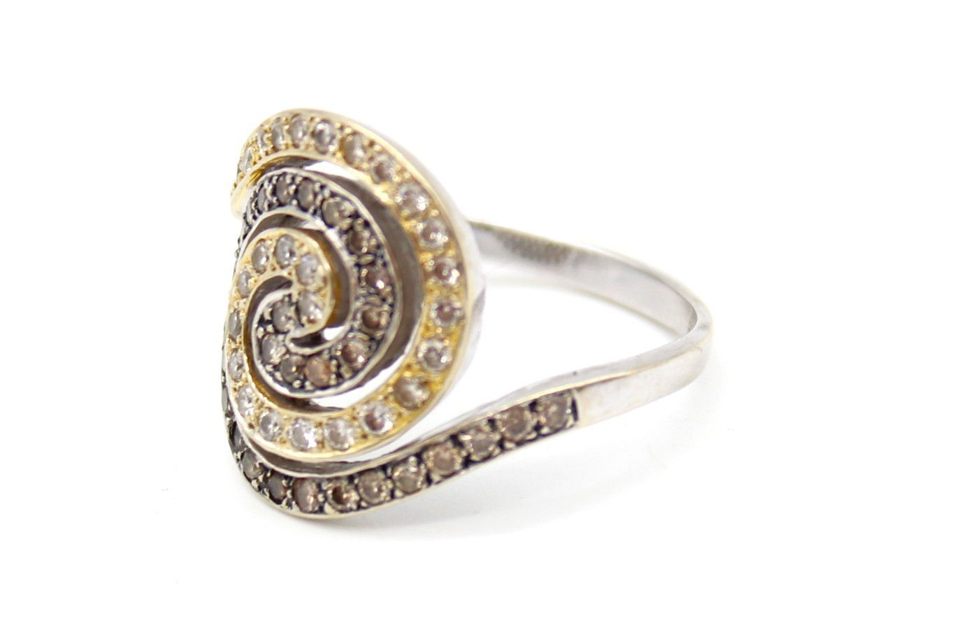 Le Vian 14K Gold Chocolate & White Diamond Swirl Ring Size 10