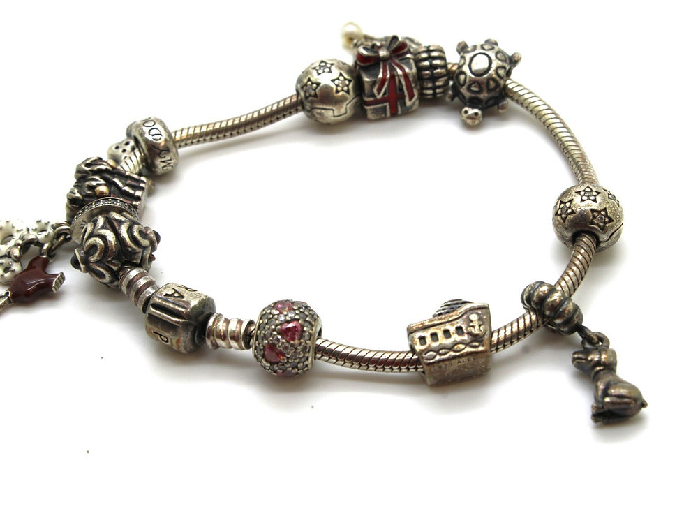 Thumbnail: Pandora  10 Charm Bracelet .925 sterling silver 7.5 inch