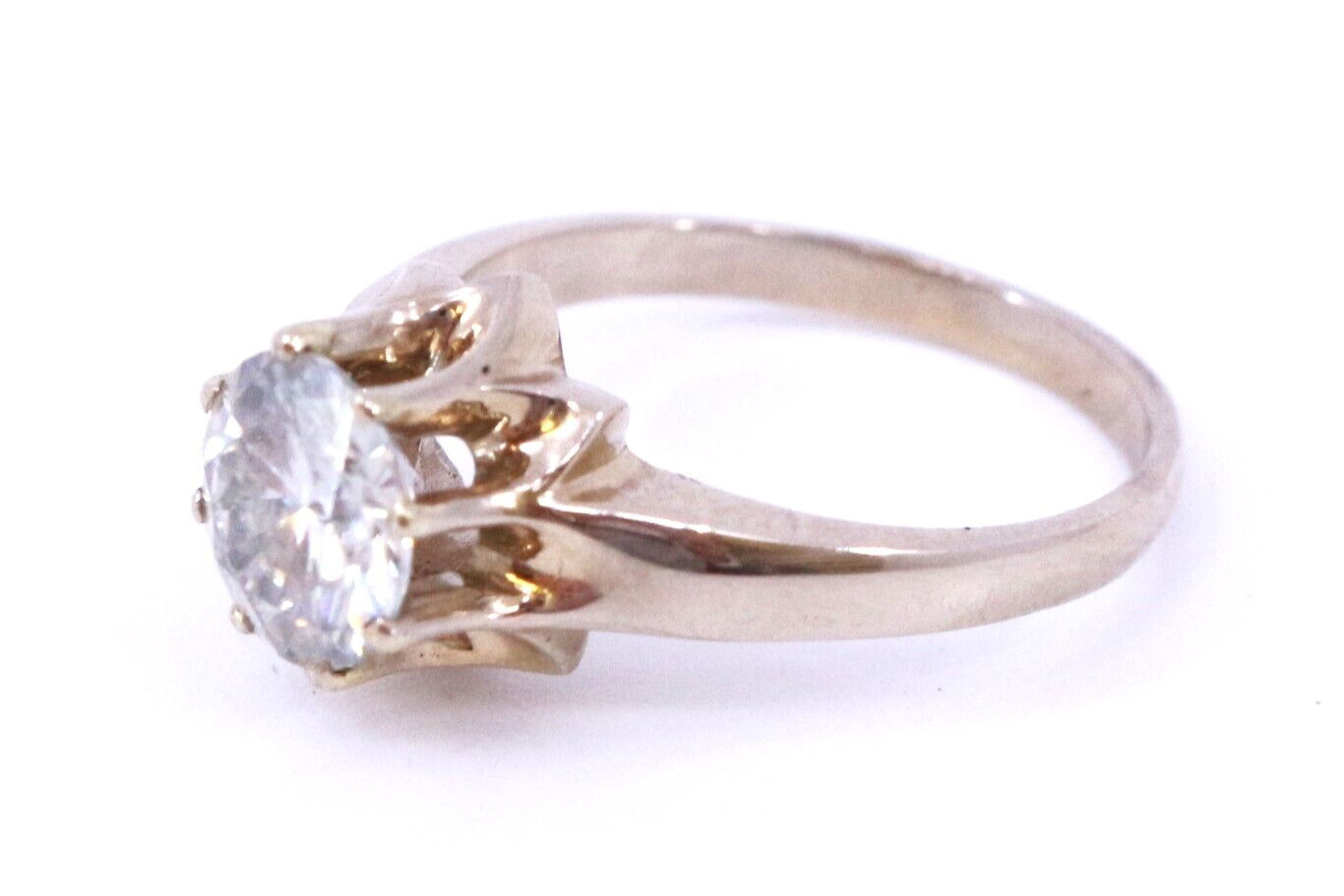 14k Yellow Gold Round Cut  1.5 CT.  Moissanite Solitaire Engagement Ring