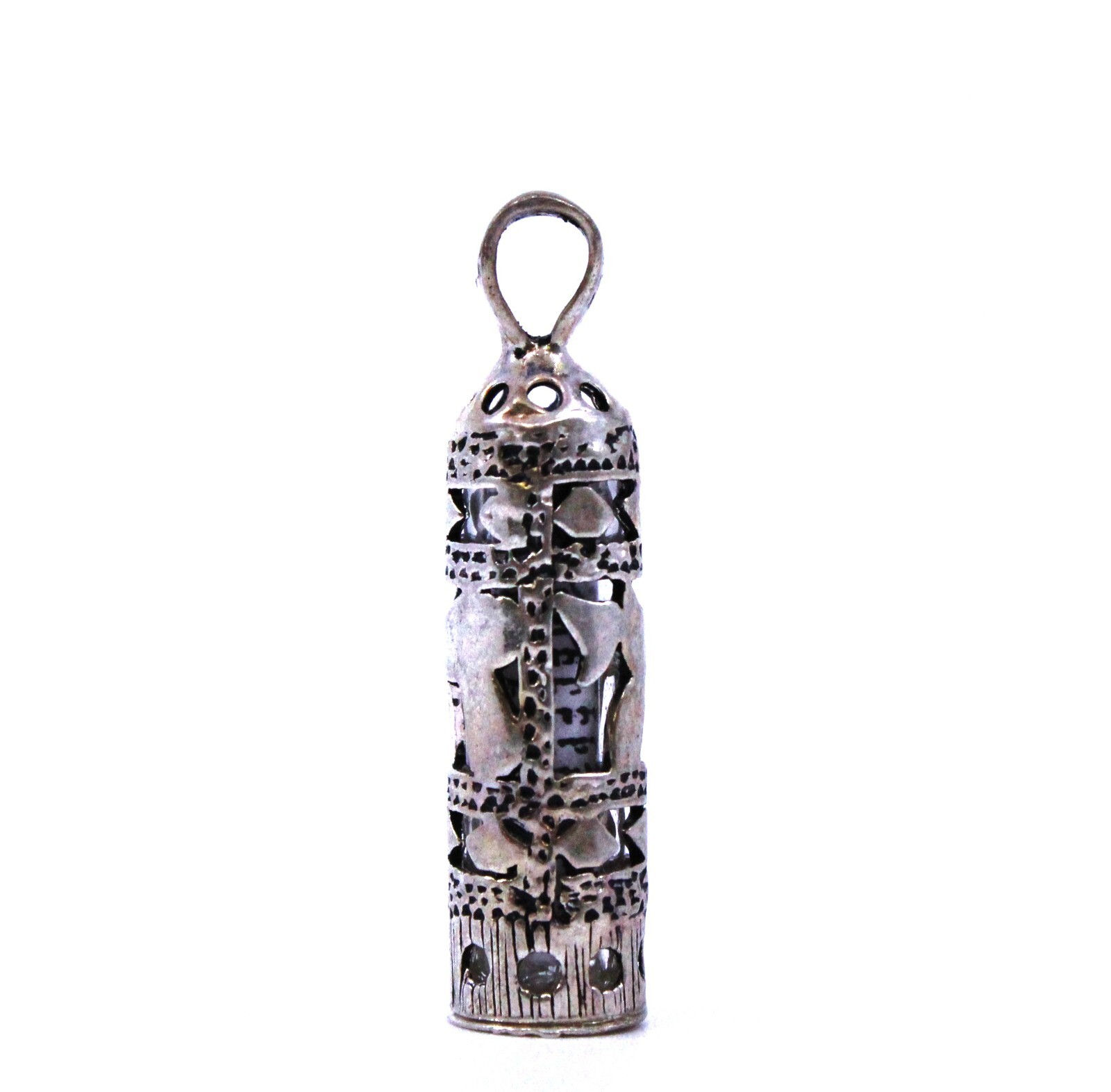 925 Sterling Silver Mezuzah Pendant with Shema Israel Scroll - Hear O Yisrael