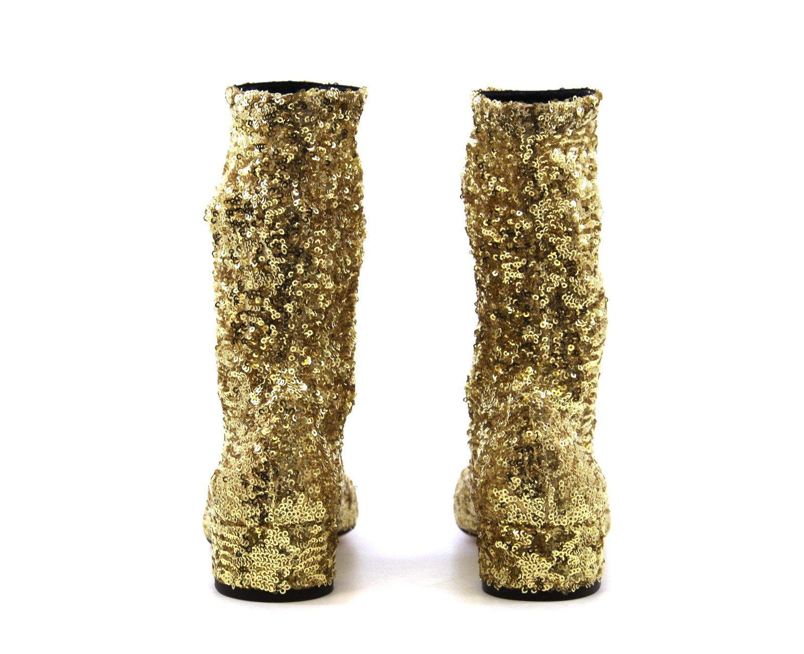 Dolce & Gabbana Gold Sequin Stretch Boots Size EU36 US6