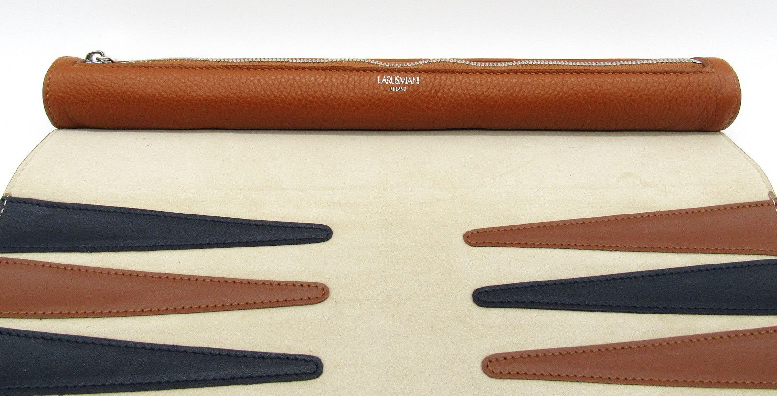 Larusmiani Bergamont Travel Backgammon Set Deerskin Calfskin Suede Italy