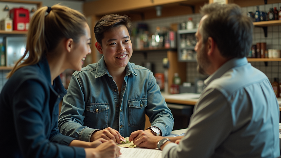 High angle view of a customer negotiating with a pawn shop employee