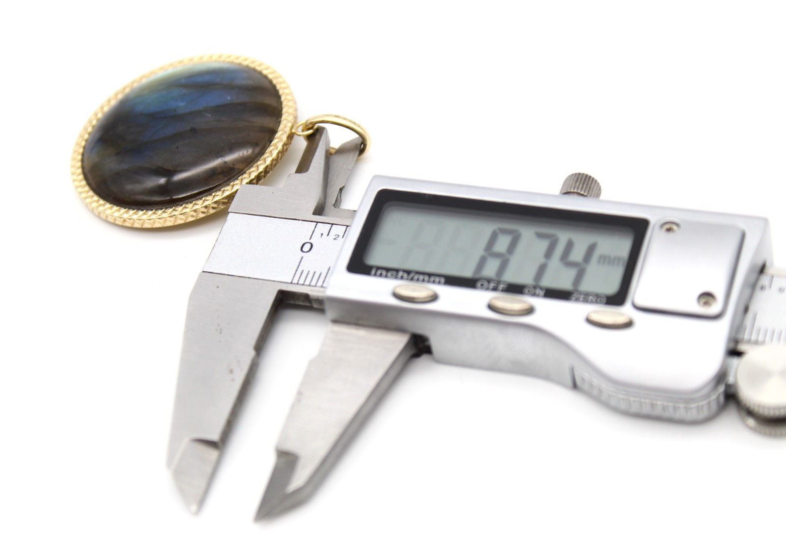 Large Round Labradorite Pendant 14K Gold Milor Italy Blue Flash Statement 39mm