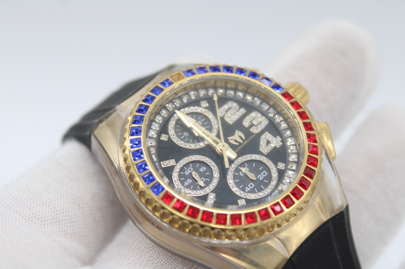 TechnoMarine TM-121047 Cruise Glitz Chronograph Black Dial Pepsi Bezel 40mm