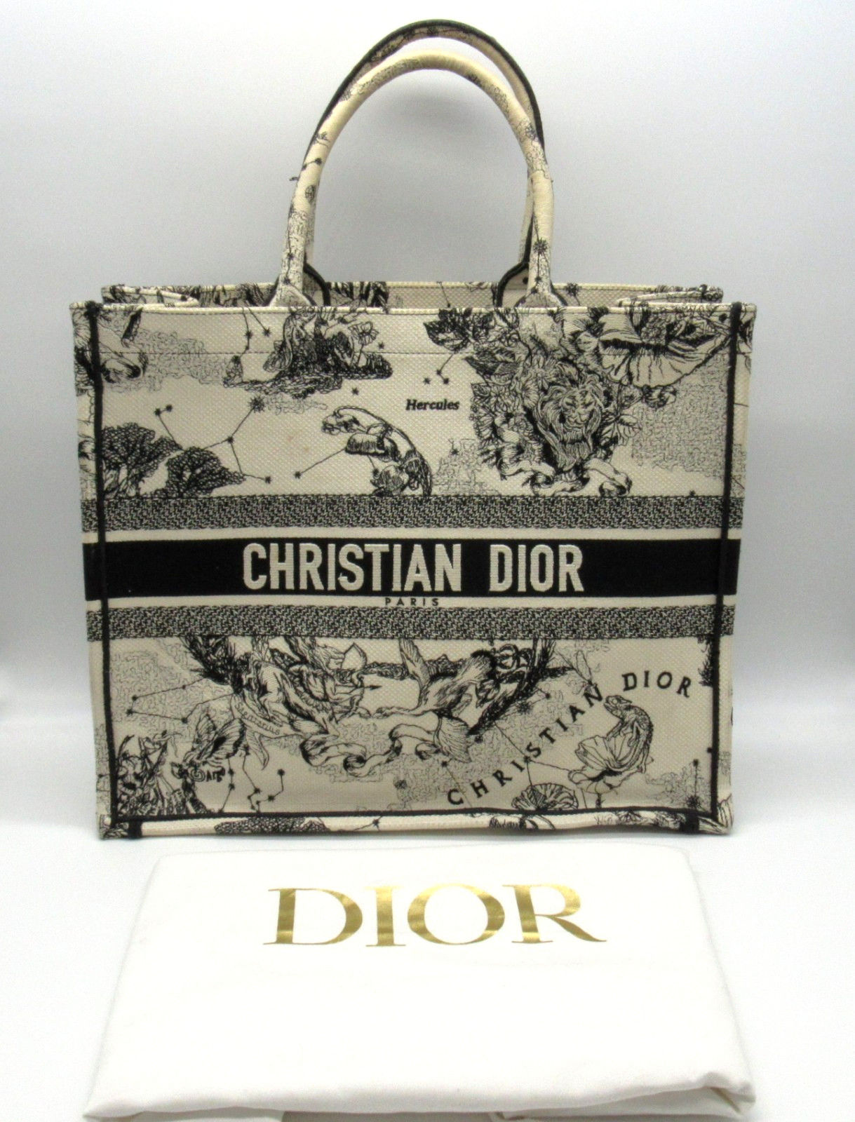 Christian Dior Large Book Tote Zodiac Toile De Jouy Embroidered Canvas