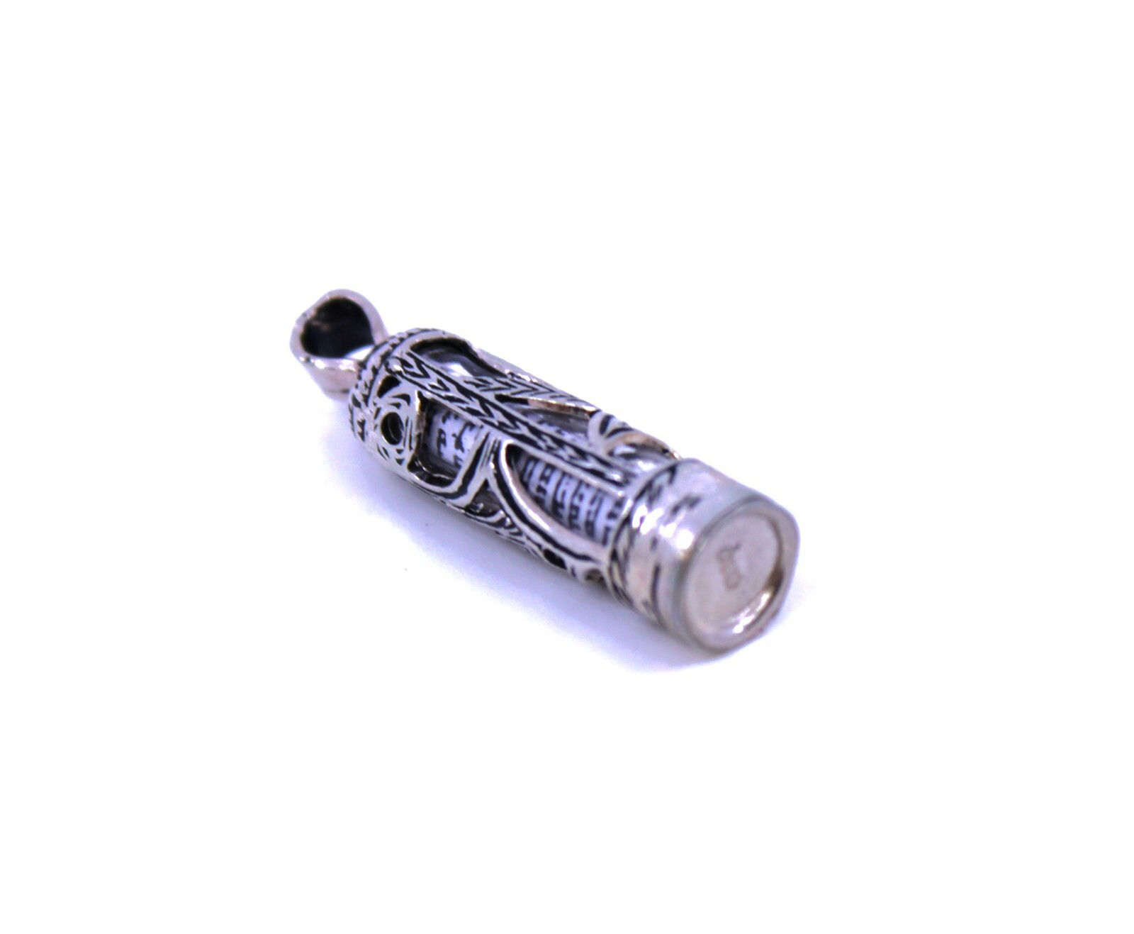 925 Sterling Silver Mezuzah Pendant with Shema Israel Scroll - Hear O Yisrael