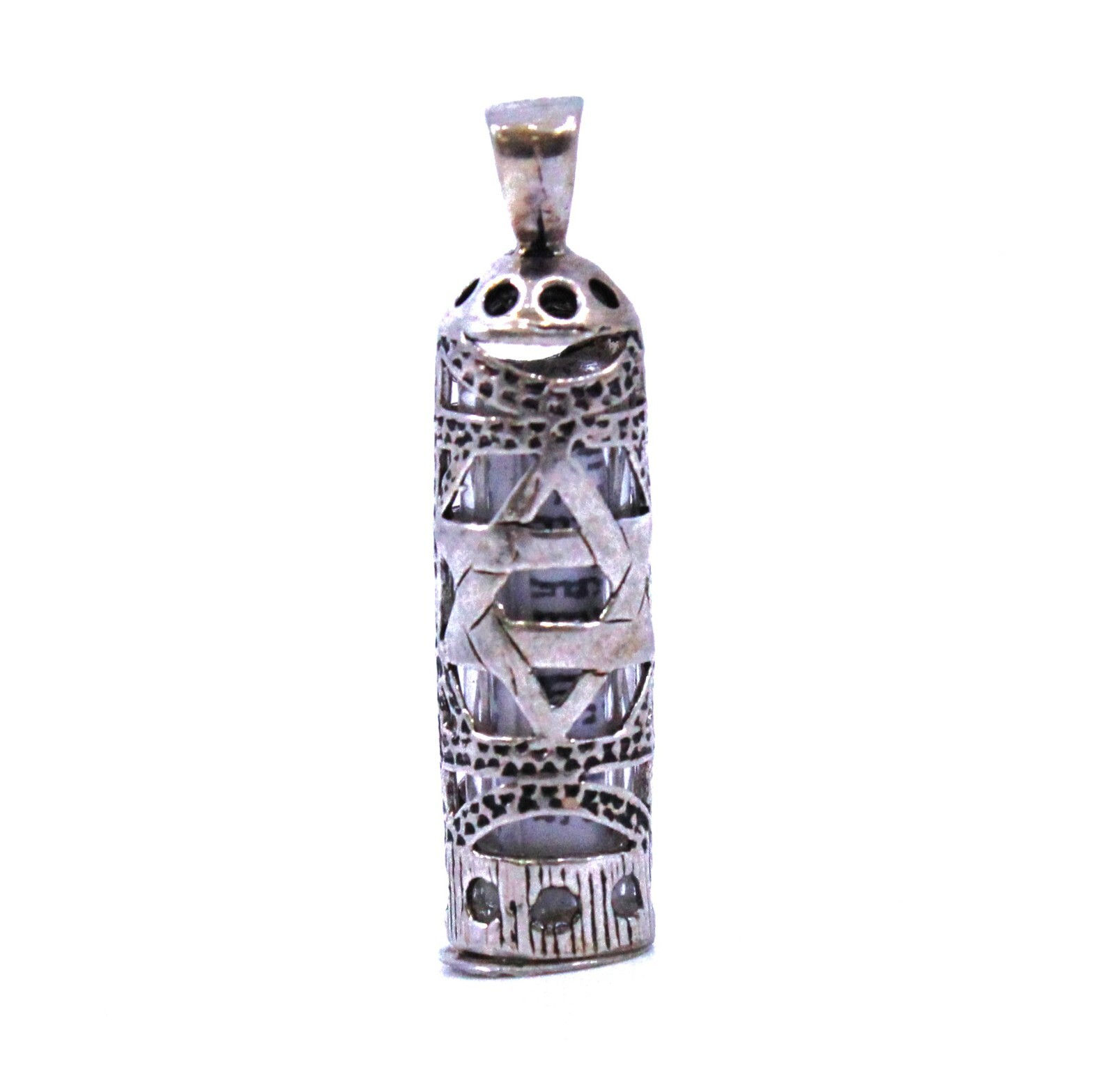 925 Sterling Silver Mezuzah Pendant with Shema Israel Scroll - Hear O Yisrael