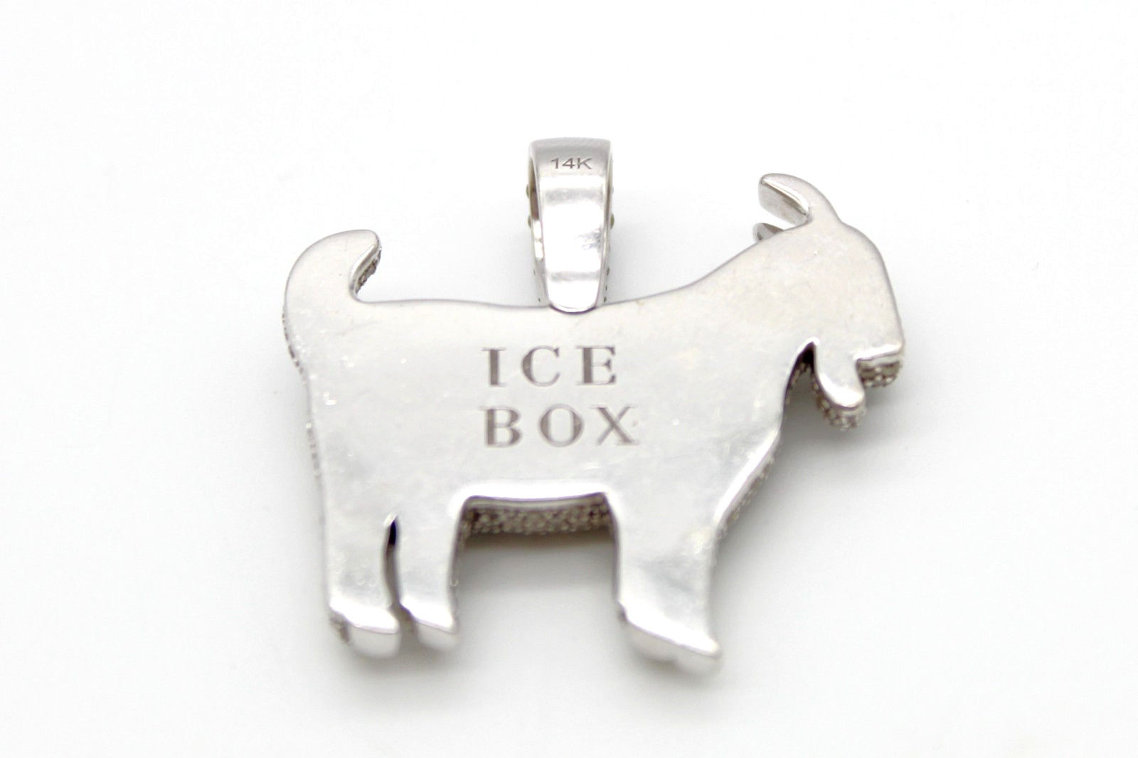 Icebox 14K White Gold Goat Pendant Natural Diamonds Iced Out Charm 19.8g