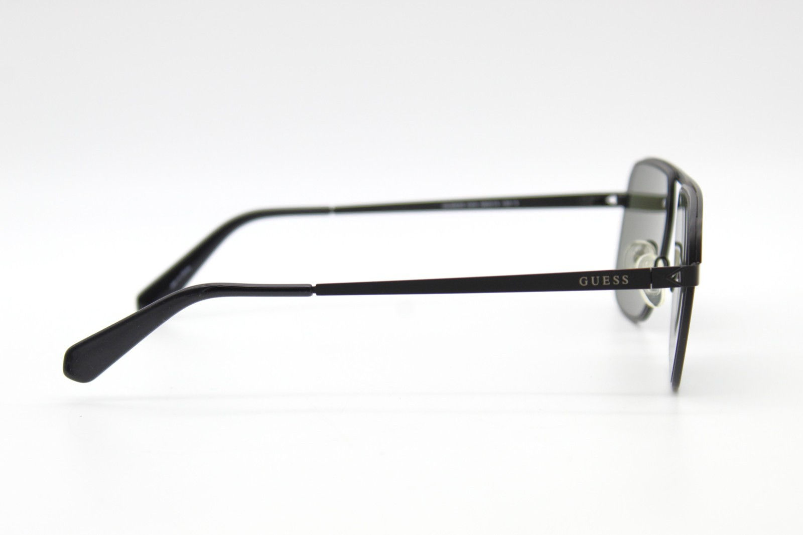 GUESS GU6939 02Q Sunglasses Black Metal Square Aviator Green Lens 58-15-150