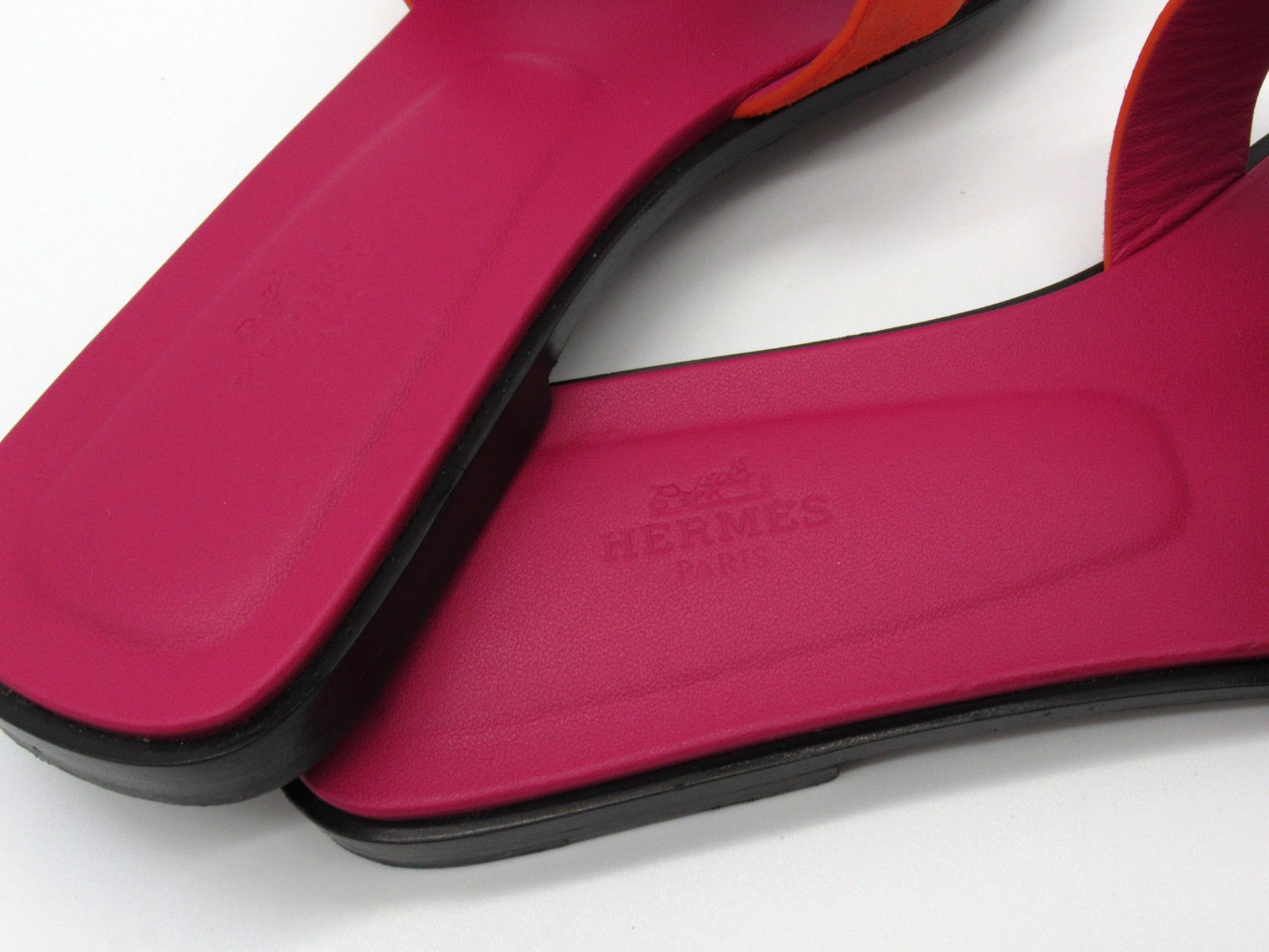 Hermès Oran H Slide Sandals Orange Suede / Pink Leather Women’s EU 39.5/ US 9.5