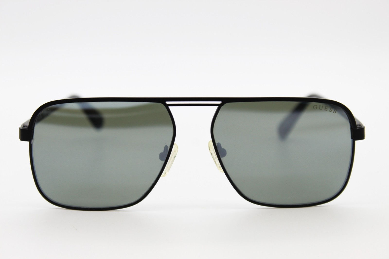 GUESS GU6939 02Q Sunglasses Black Metal Square Aviator Green Lens 58-15-150