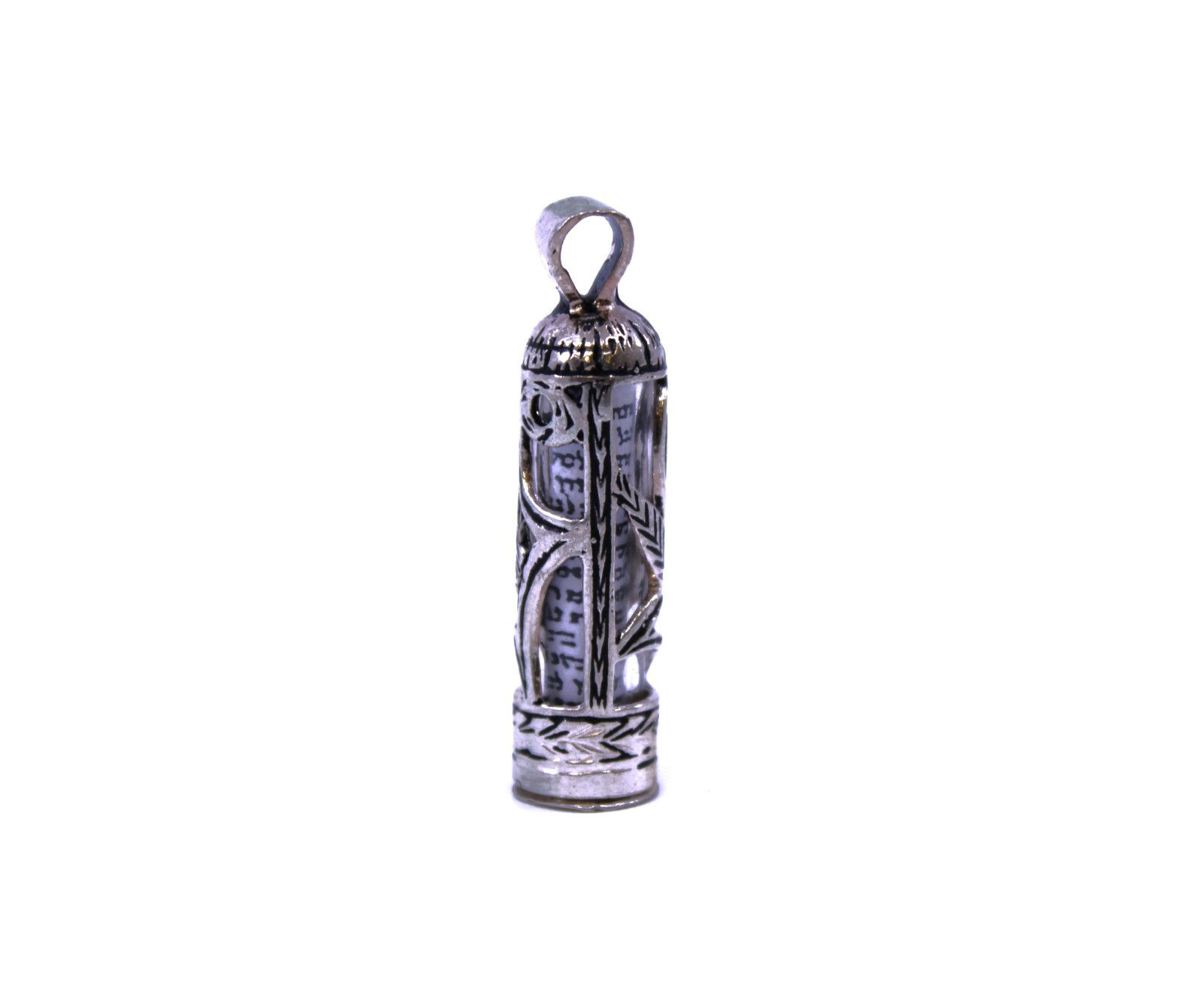 925 Sterling Silver Mezuzah Pendant with Shema Israel Scroll - Hear O Yisrael