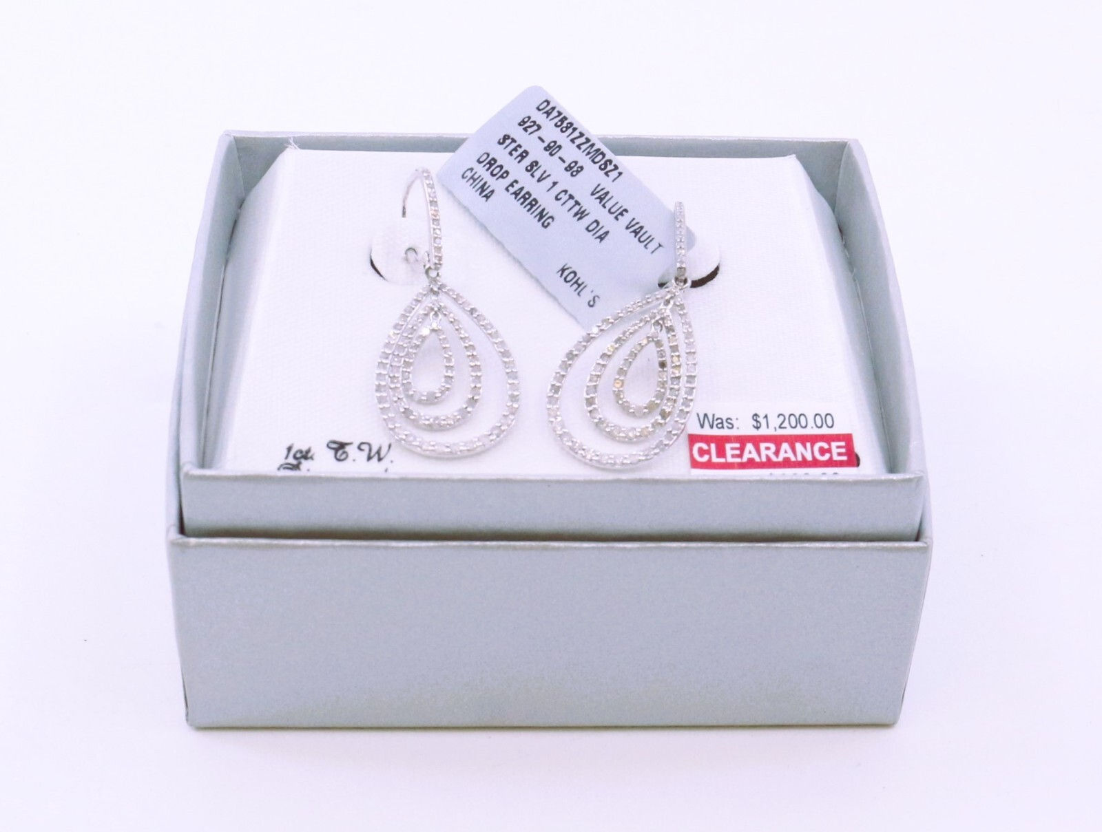 925 Sterling Silver 1 cttw Diamond Dangle Earrings Gift for Women