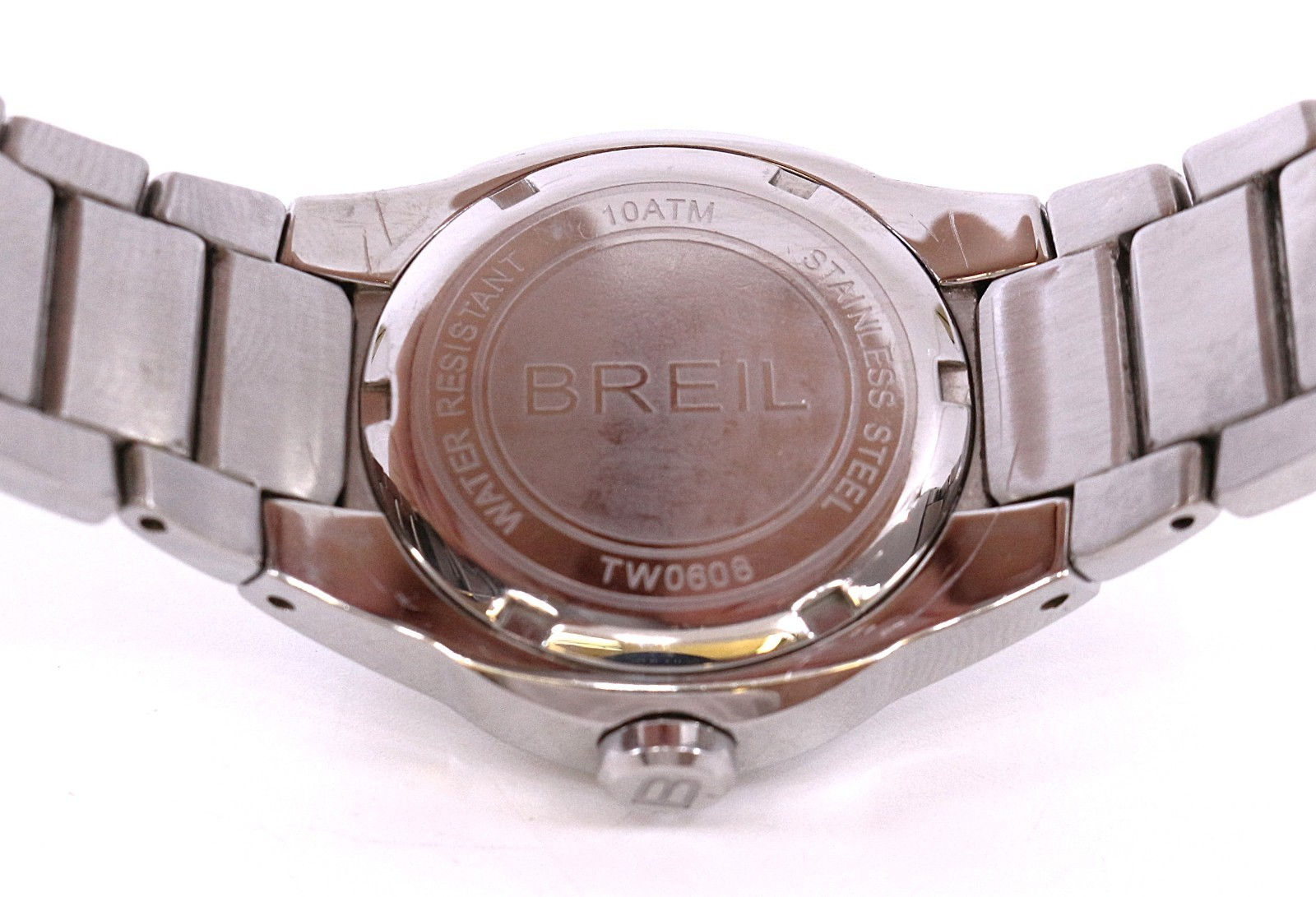 Breil TW0608 Women's Stone Case Curved Glass Stainless Steel Link Bracelet Watch