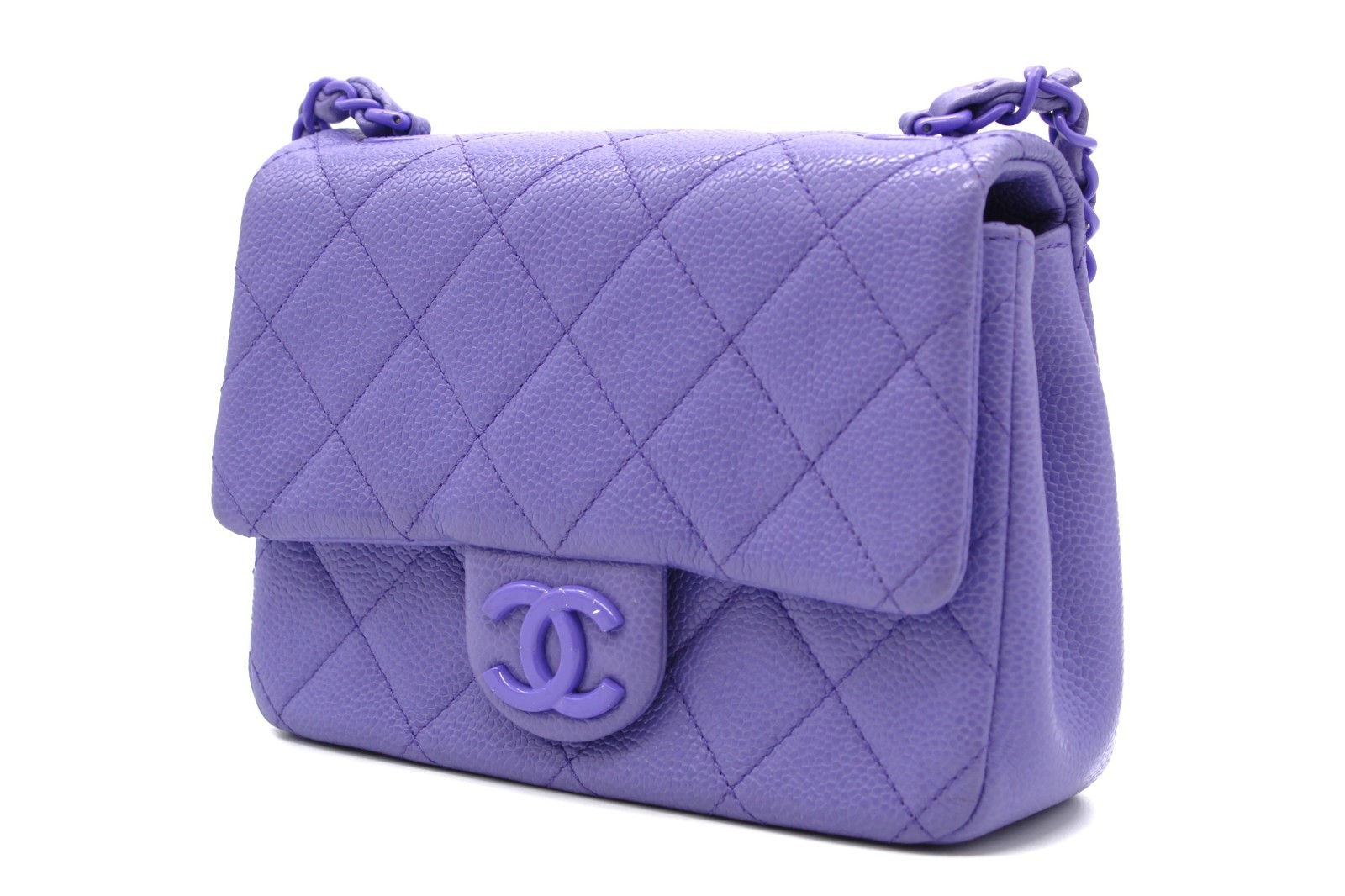 CHANEL Limited Incognito Mini Square Flap Bag Violet Purple Caviar Leather
