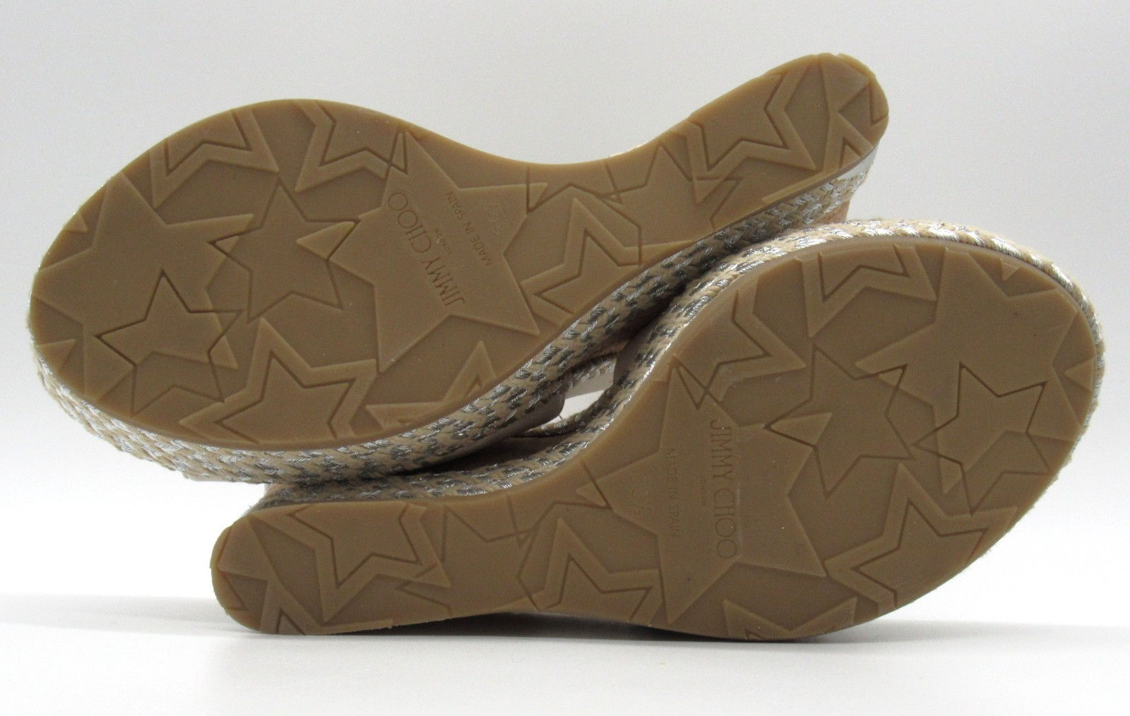 Jimmy Choo Dakota 120 Wedge Sandals 39.5 Off White Leather Cork Platform Shoes