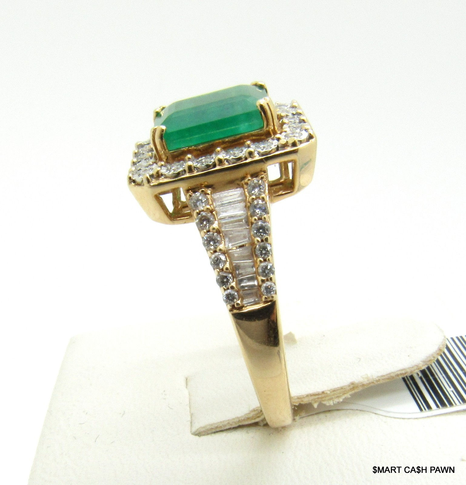 EFFY 14K YELLOW GOLD EMERALD 2.19ct & DIAMONDS SOLITARE RING SIZE 10