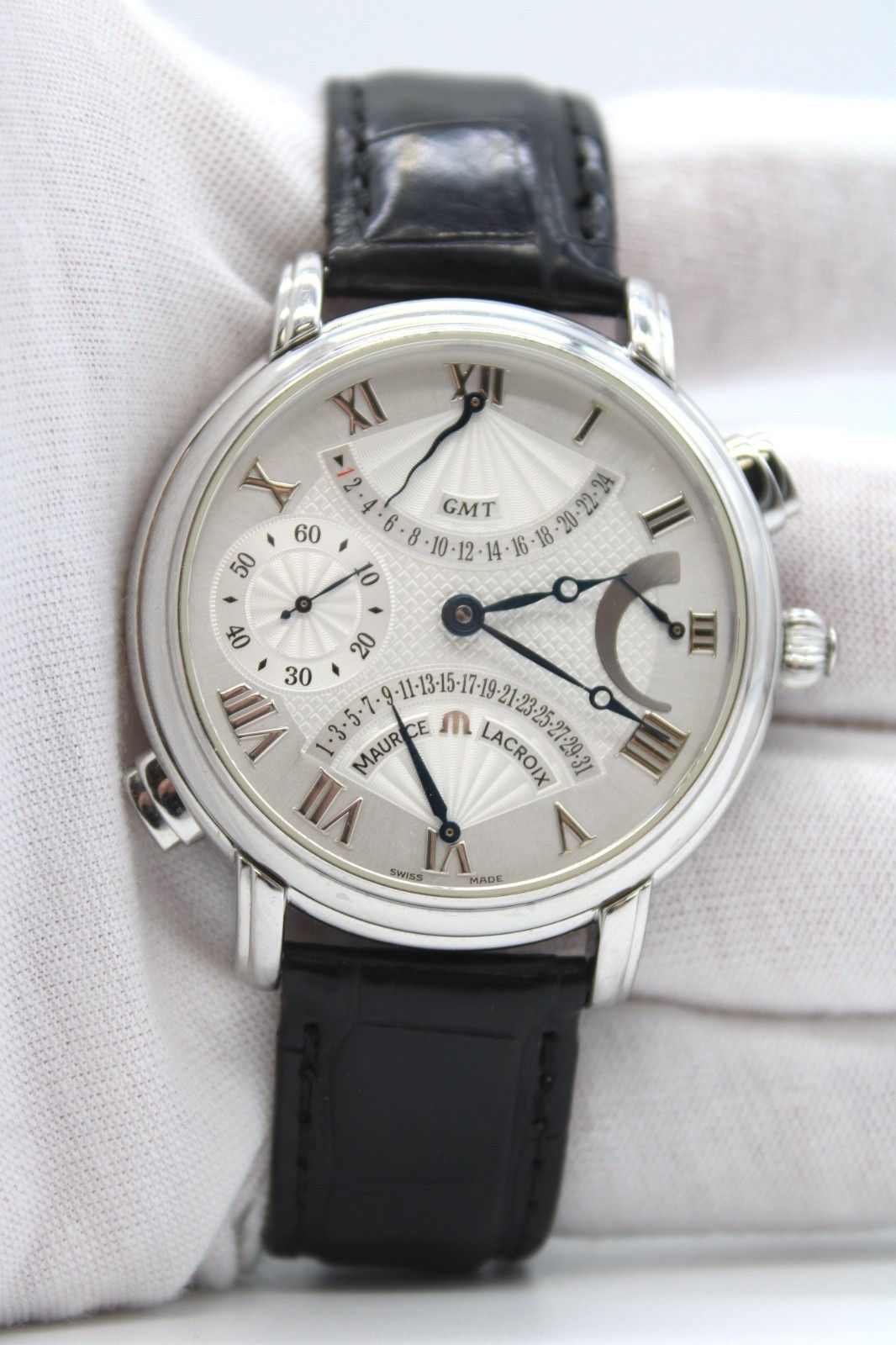 Maurice Lacroix Masterpiece MP7018 Manual Wind GMT Double Retrograde 44mm Watch