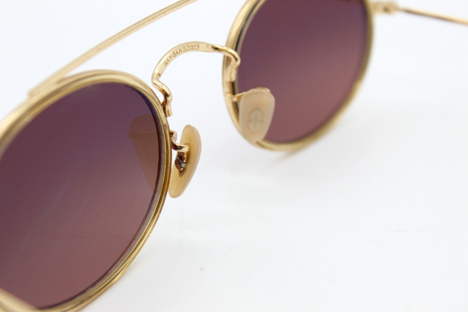 Ray-Ban RB3847-N 9124/43 Double Bridge Sunglasses 52-23 Gold Brown Lens Italy