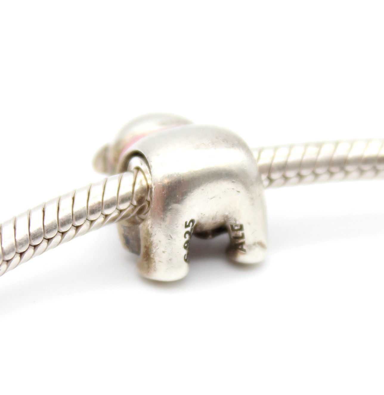 Pandora Sterling Silver Charm Bracelet 7" w/ 3 Charms Elephant Teddy Teapot Hear