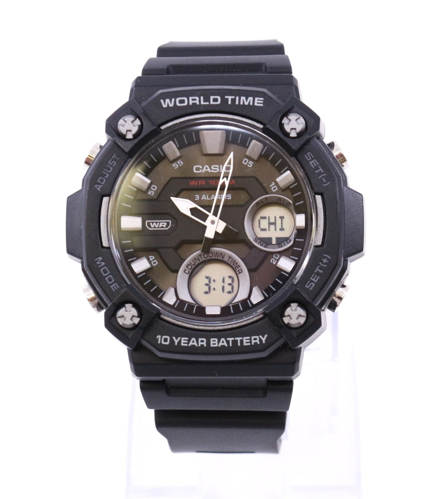 Casio Model5679 AEQ120W-1A World Time Countdown Timer Analog-Digital Men's Watch
