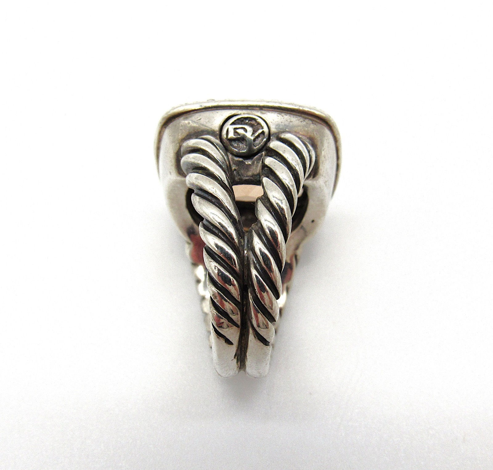 David Yurman 925 Sterling Silver Citrine Diamond Pavé albion ring size 6 17mm