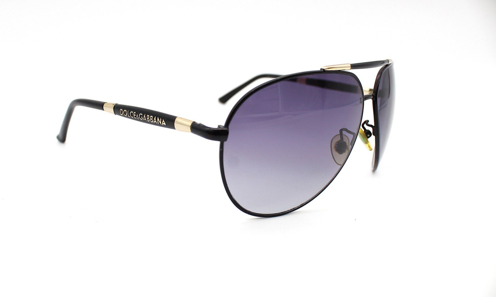 DOLCE & GABBANA DG2109 62-12-133 Black Gold Purple Aviator Sunglasses Men's