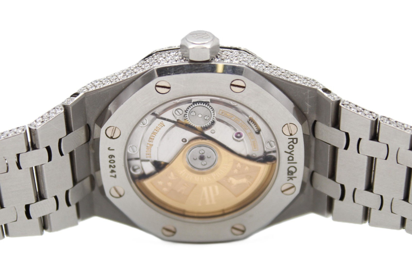 Audemars Piguet Royal Oak 37mm Stainless Steel Grey Dial ICED OUT Diamonds Watch