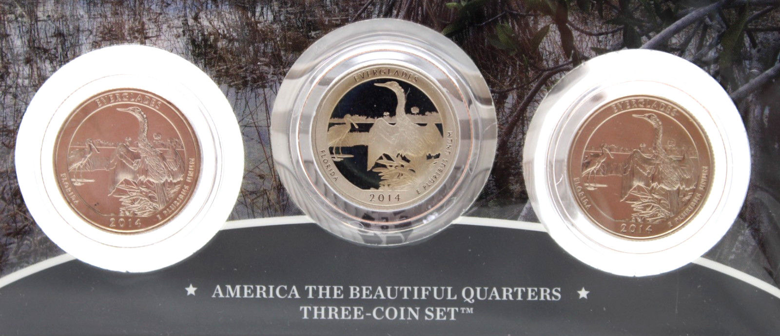 2014 Everglades National Park America the Beautiful 3-Coin Quarter Set P D S Min