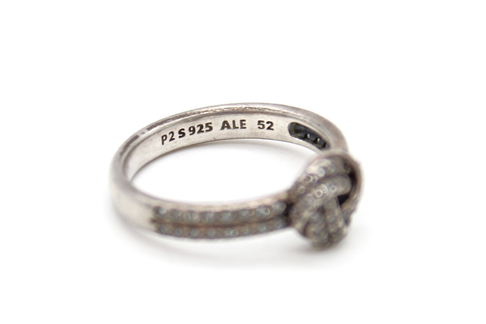 Pandora Pave Knot Ring Sterling Silver CZ S925 ALE Size 6.5 (EU 52)