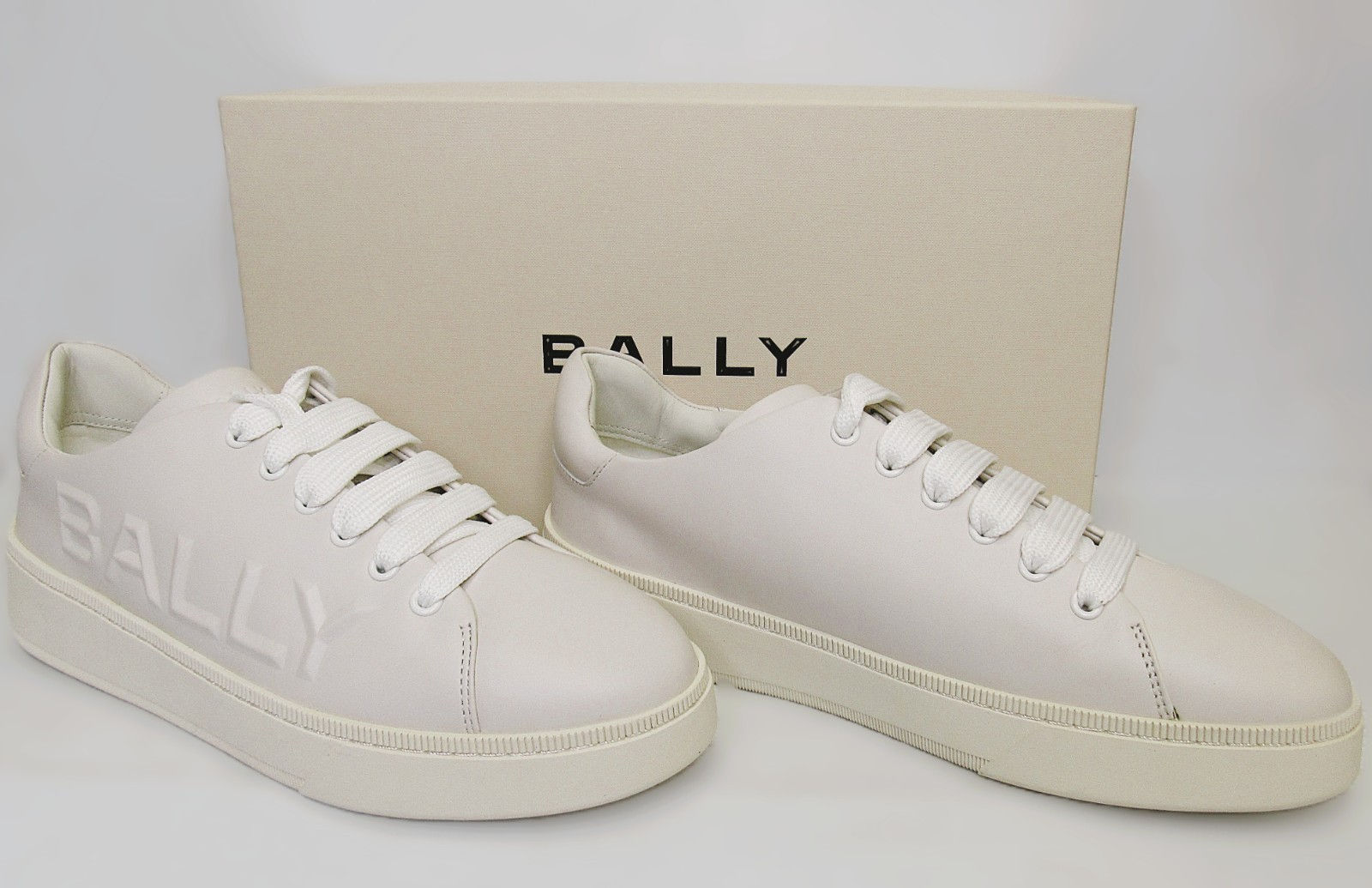 Bally Reka 6306431 Men's White Calf Plain Low-top Leather Sneakers US 10D Size