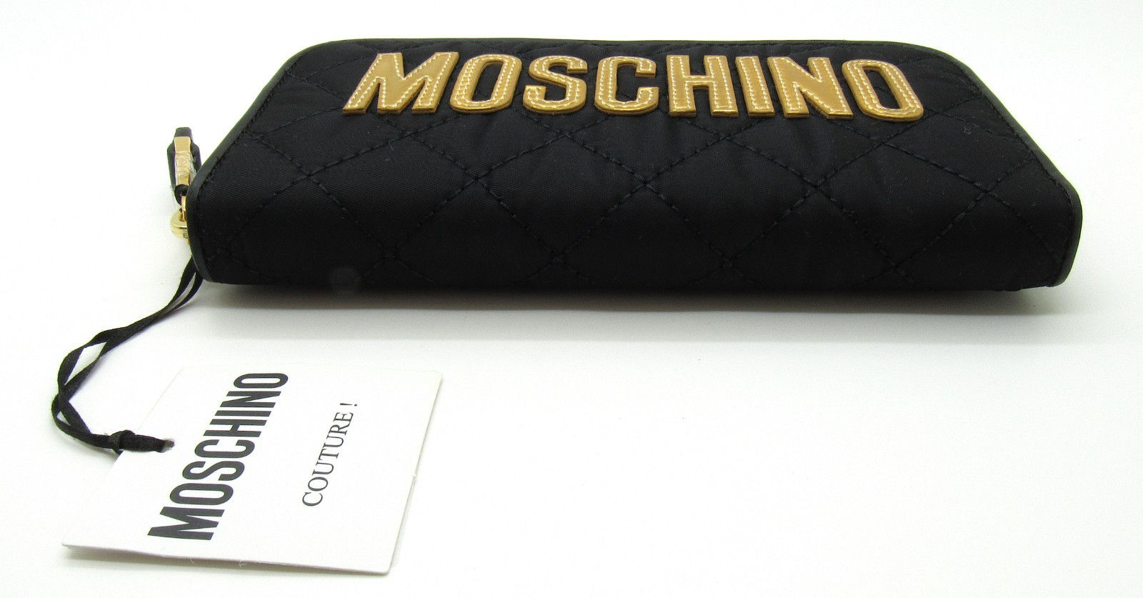 Moschino Long Zip Wallet Logo Quilted Nylon Continental Wallet 2B8103 New W/Tags