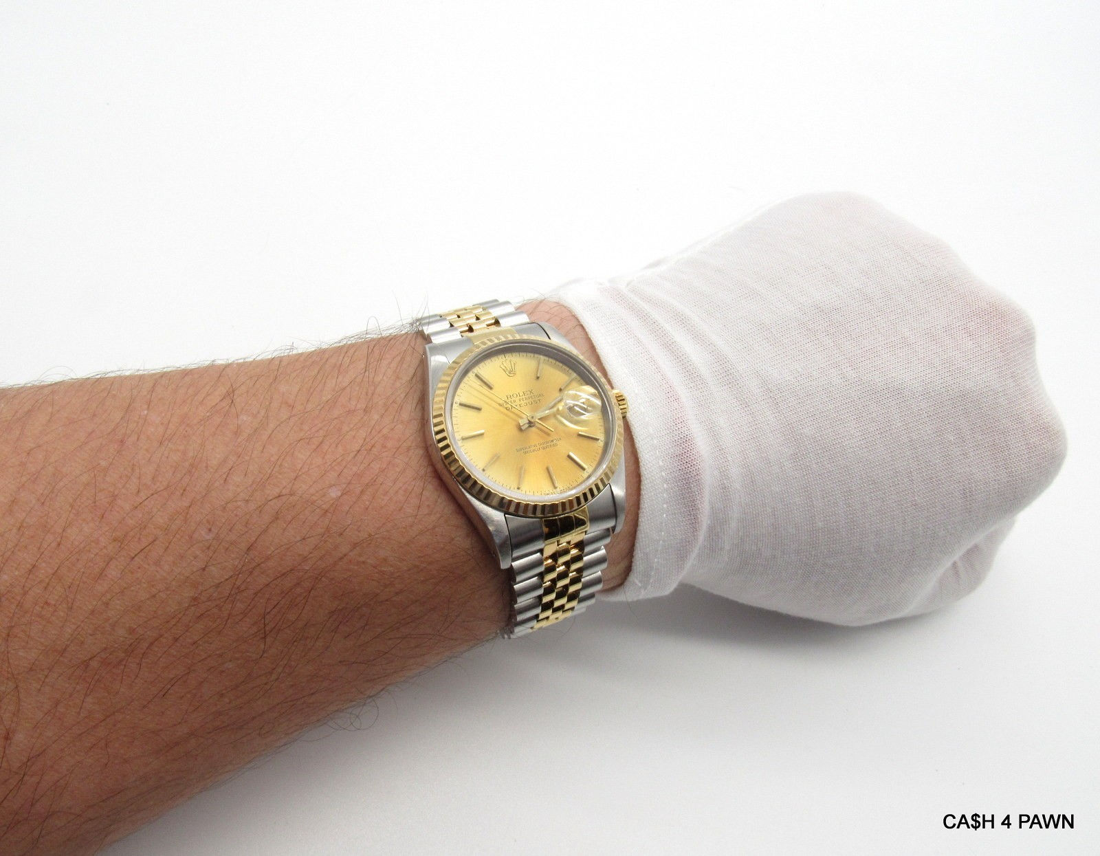 1993 ROLEX DATEJUST 36mm 16233 18K GOLD &SS CHAMPAGNE DIAL JUBILEE TWOTONE WATCH