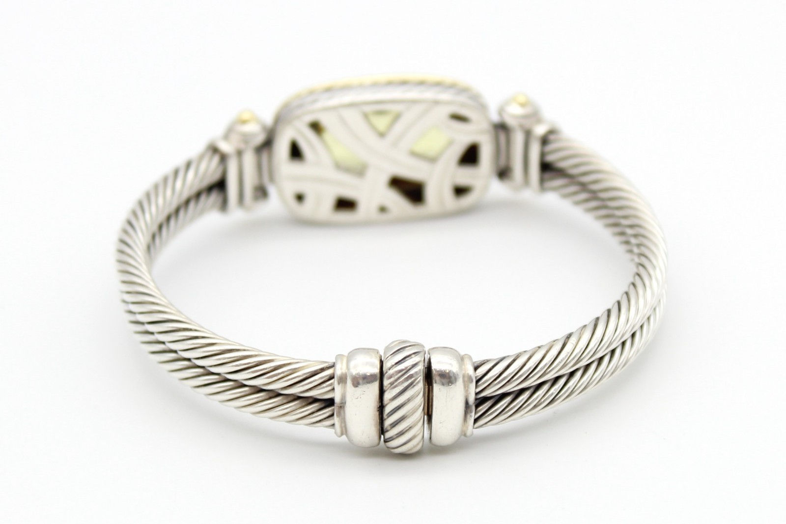 David Yurman Nobelesse Bracelet Diamond Citrine 18K Gold & Silver Double Band