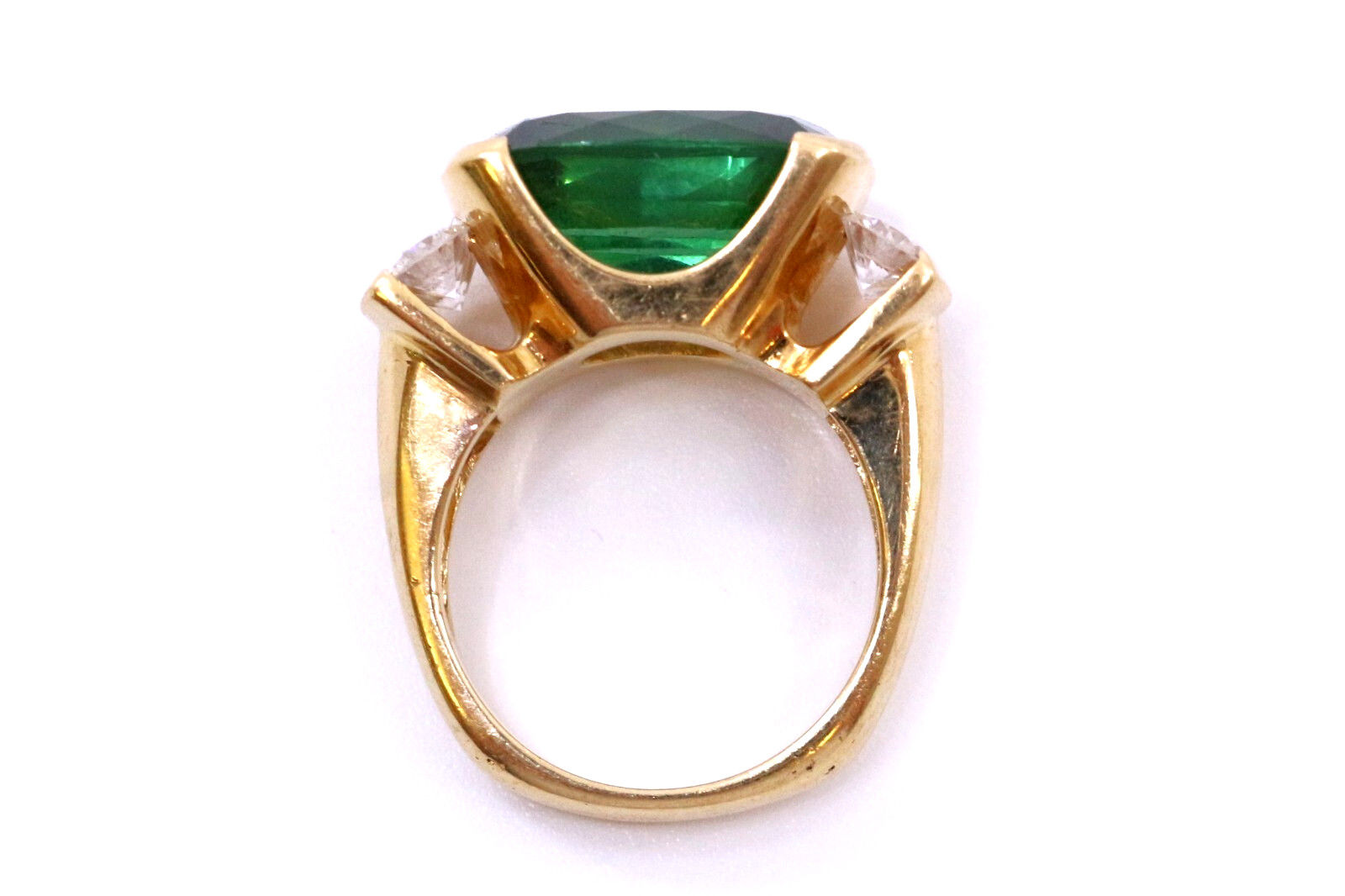 GIA Certif Natural Green Tourmaline  Natural Diamond 18k Solid Gold Ring Size 7