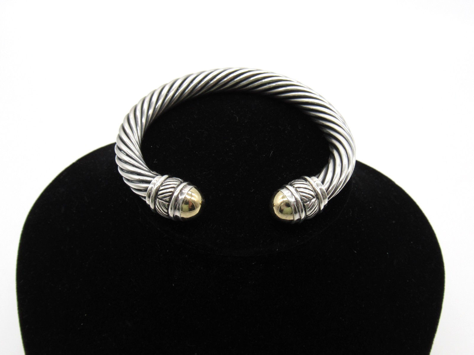 Jeffrey Levin 18K Gold & 925 Sterling Silver 8mm Cable Cuff Bracelet 53.1g
