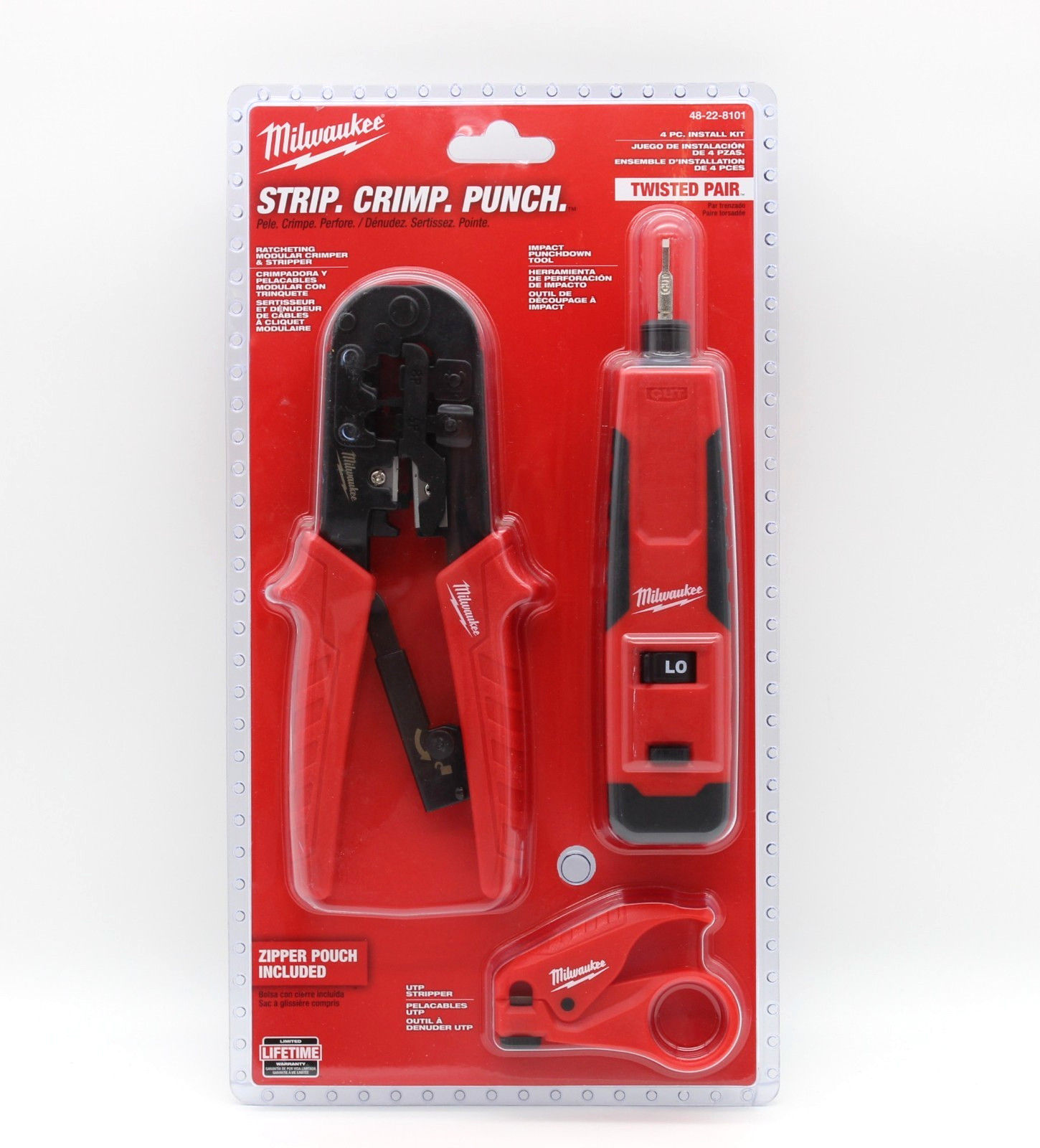 Milwaukee 48-22-8101 Twisted Pair Install Kit RJ45 Crimper Punchdown Tool Set045