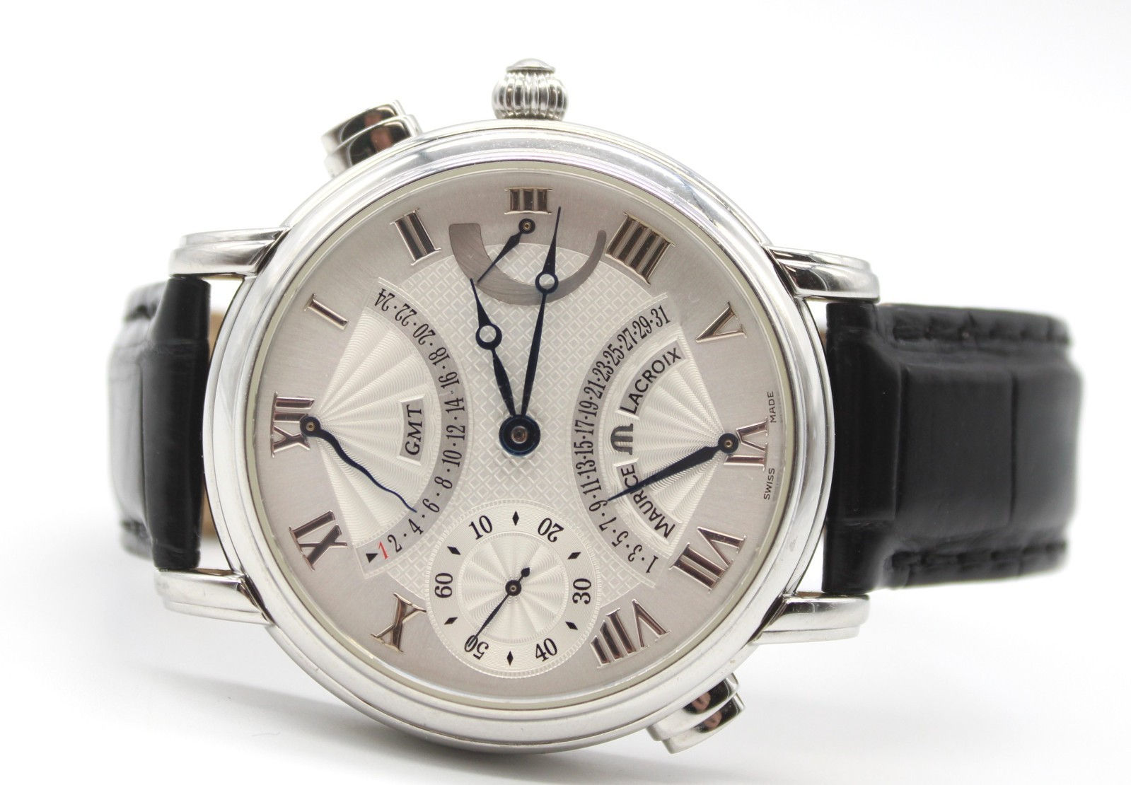 Maurice Lacroix Masterpiece MP7018 Manual Wind GMT Double Retrograde 44mm Watch