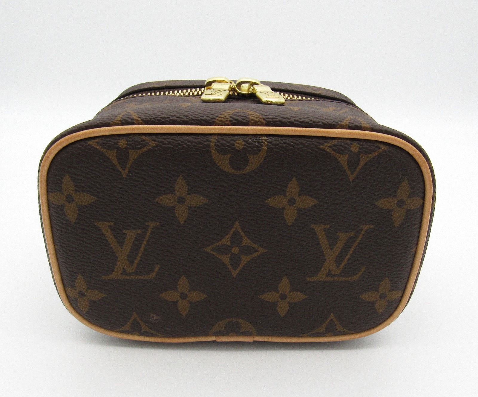 Auth LOUIS VUITTON M44936 Nice Nano Monogram Vanity Pouch Brown Hand Bag