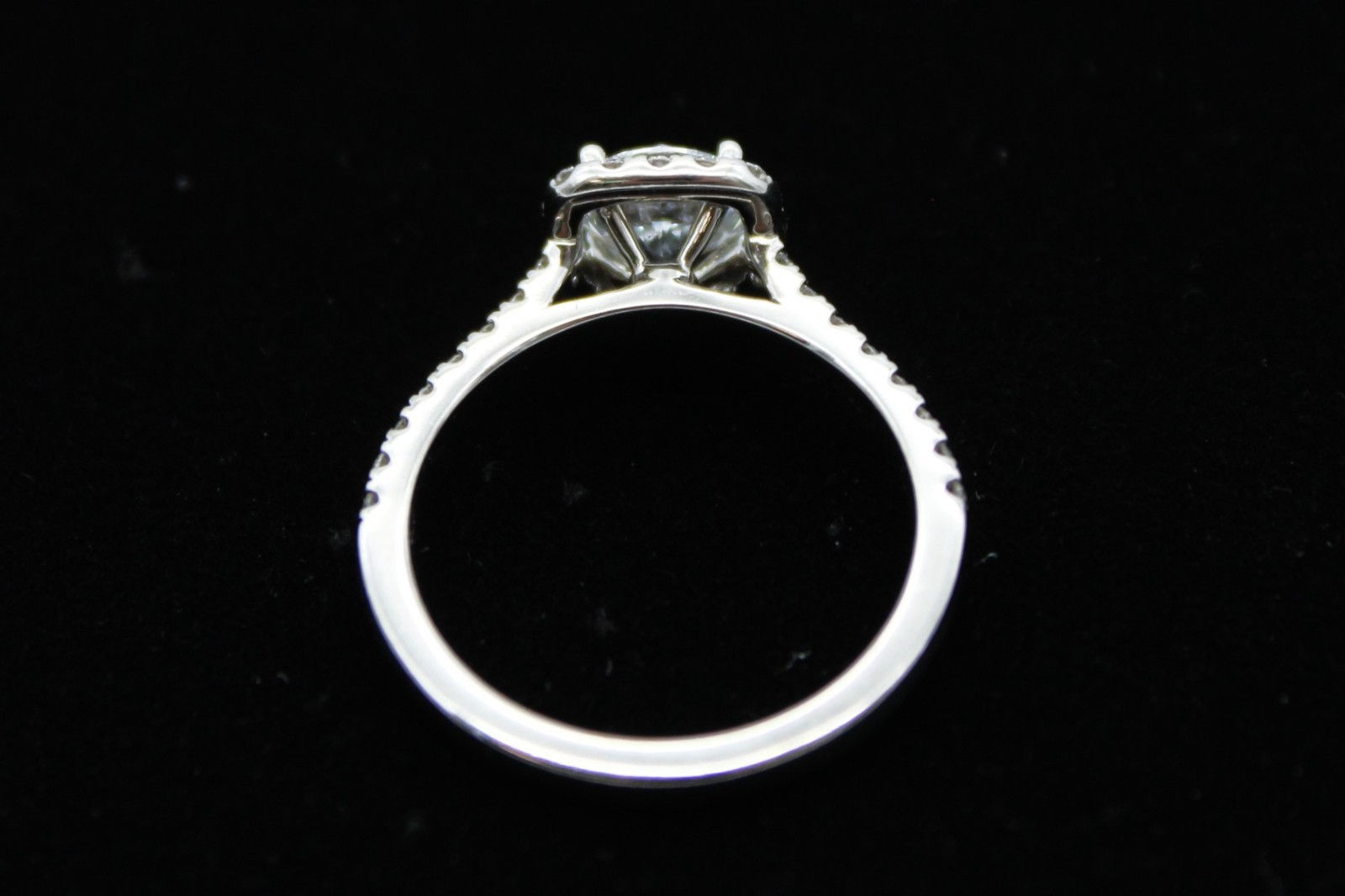 14K White Gold Lab Created Diamond Halo Ring Natural Accent Diamonds Sz 6.5