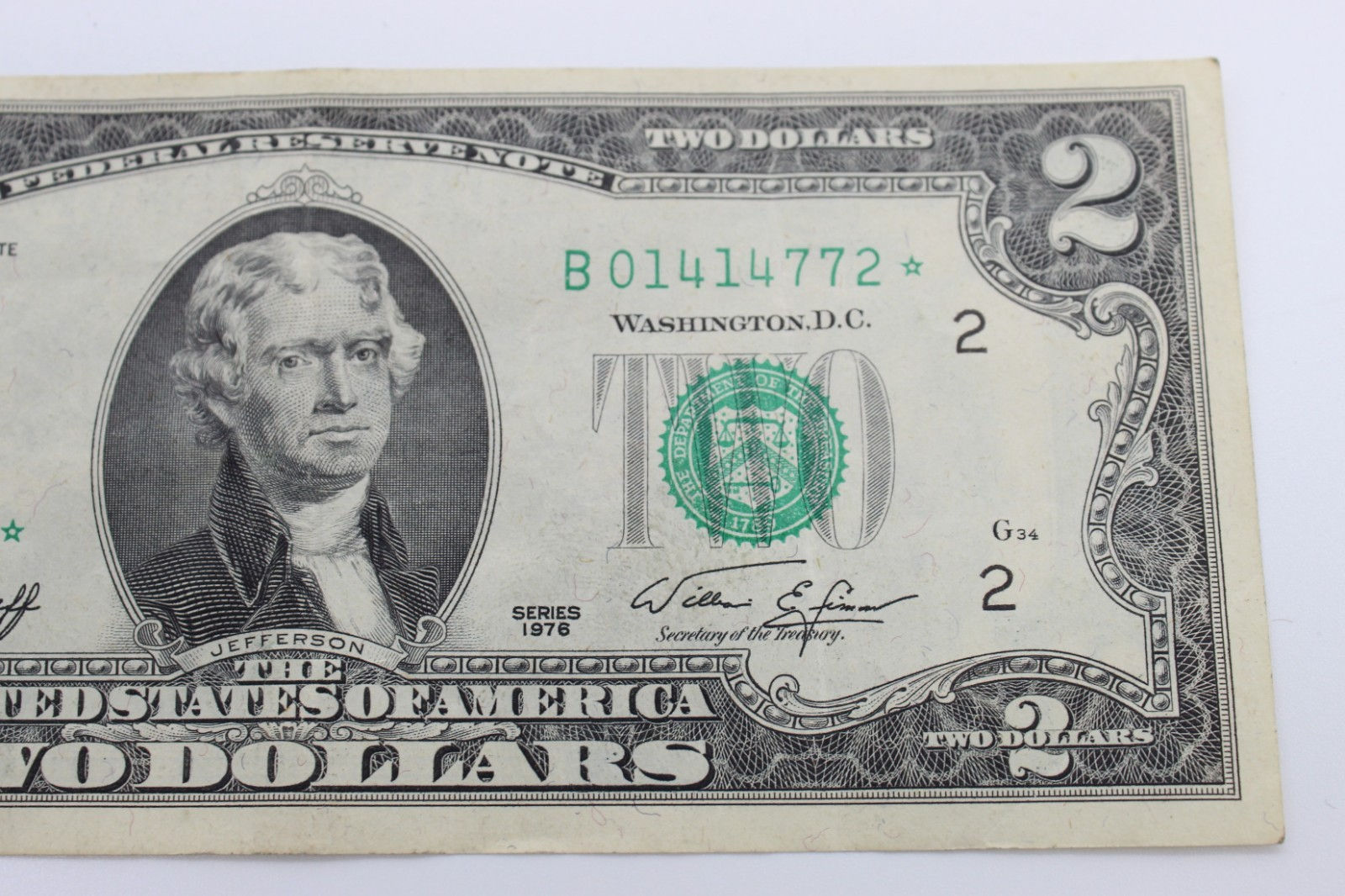 1976 $2 Federal Reserve Note Star Note B01414772 New York District Rare Replace