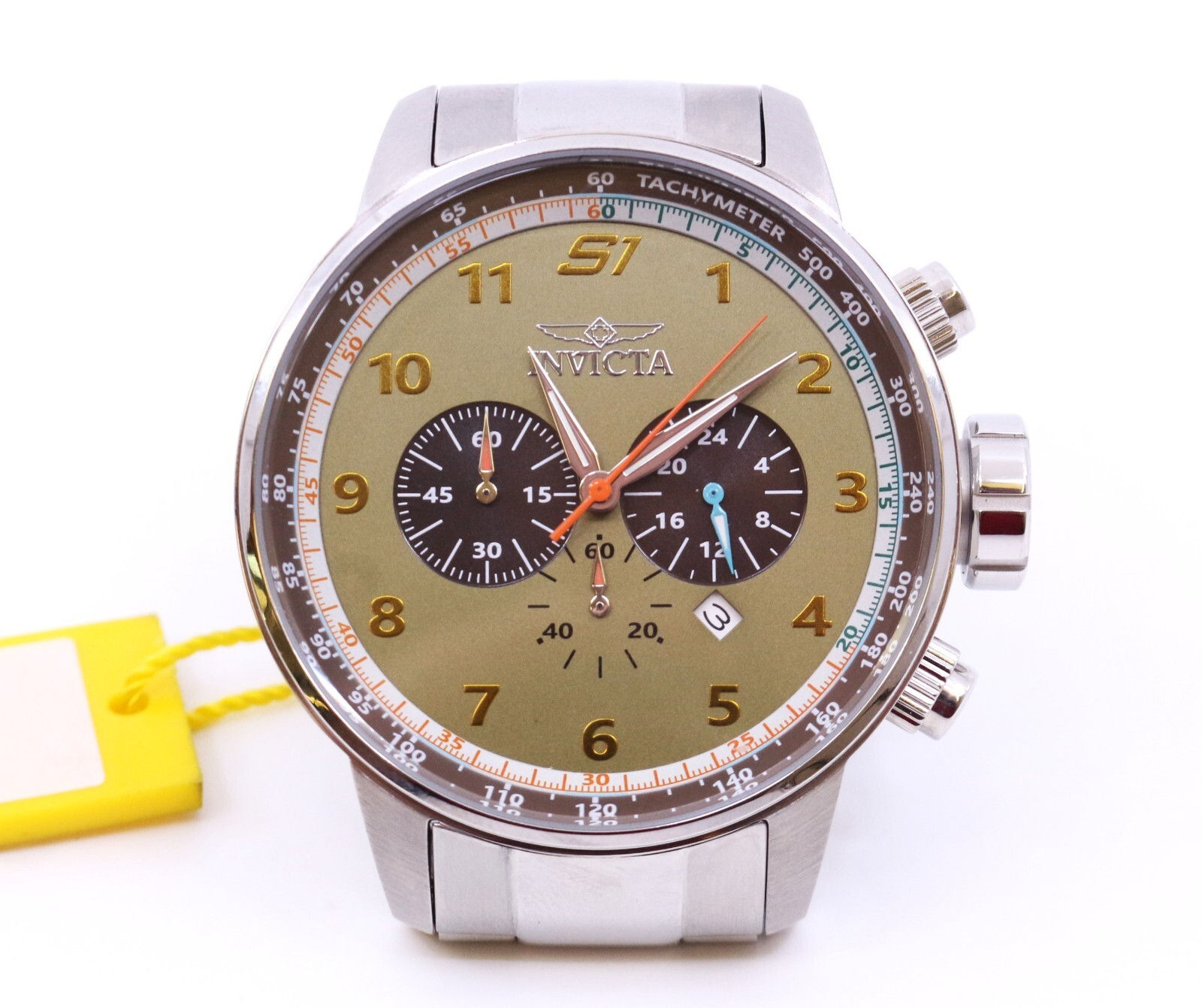 Invicta Men's Watch S1 Rally Chronograph White and Light Green Dial Steel 44951