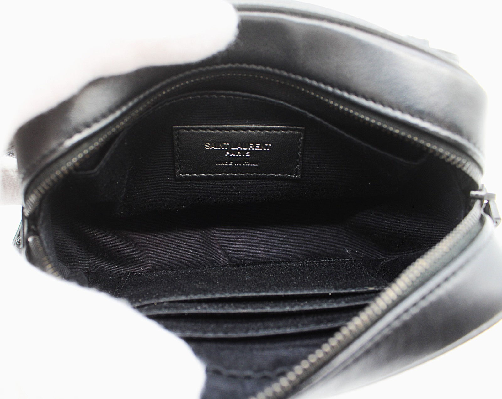 Authentic Saint Laurent Lou Belt Camera Bag Black Matelasse Chevron Leather