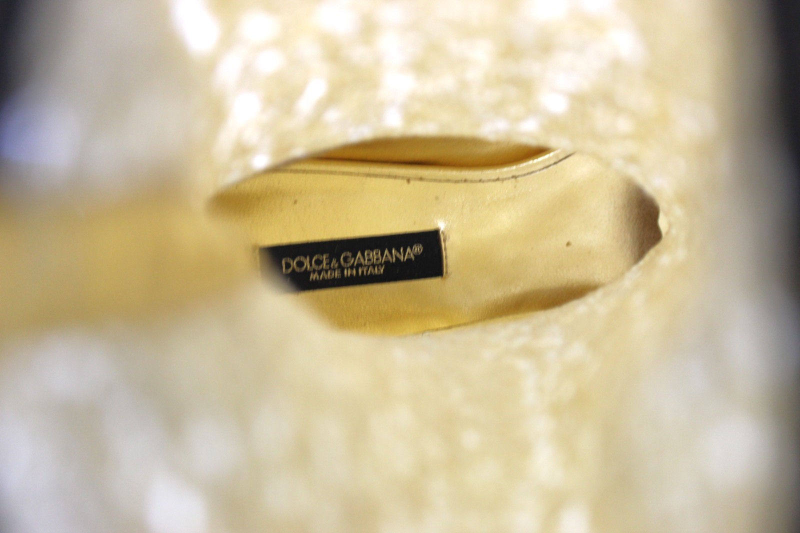 Dolce & Gabbana Gold Sequin Stretch Boots Size EU36 US6