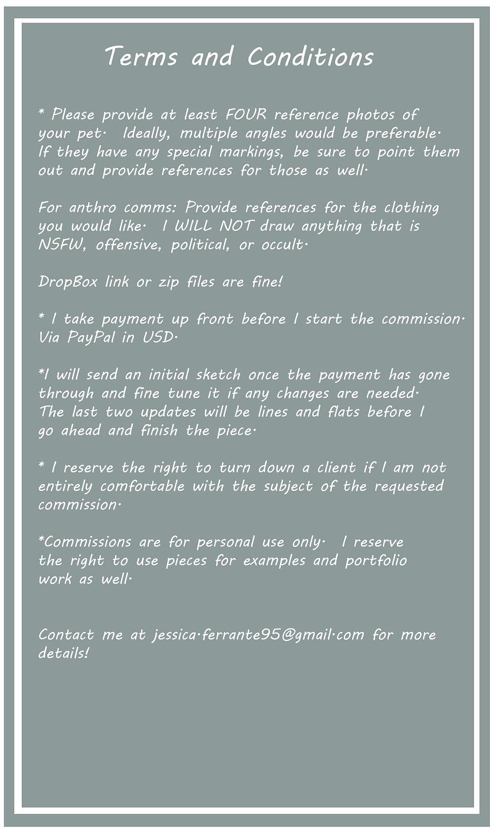 pet comms TOS
