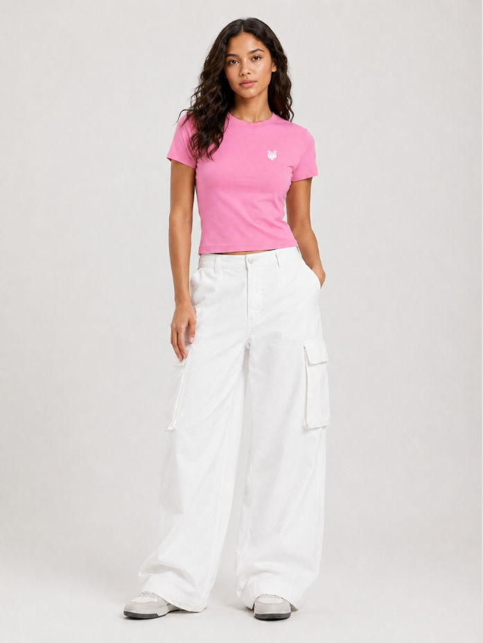 T-SHIRT FEMME MONOGRAM ROSE MANNEQUIN DE FACE